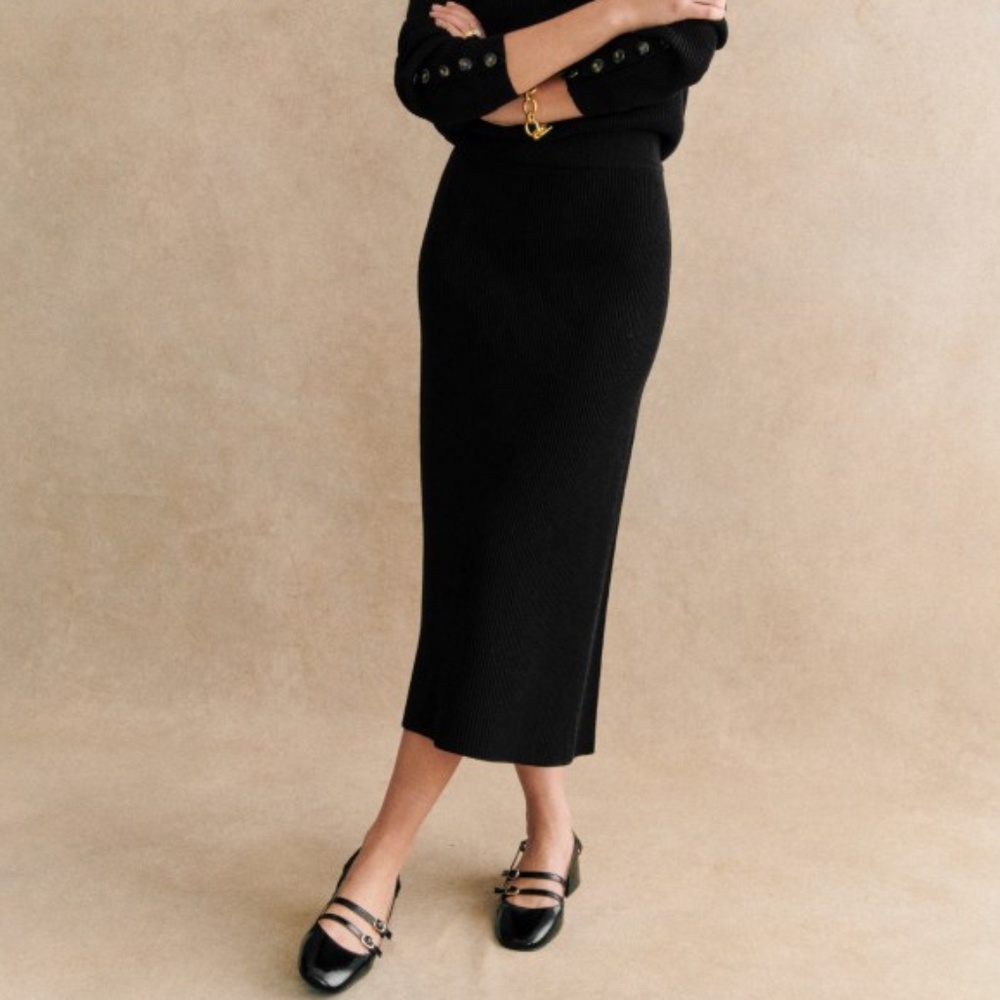 Sezane Naelle Skirt Black - Size S